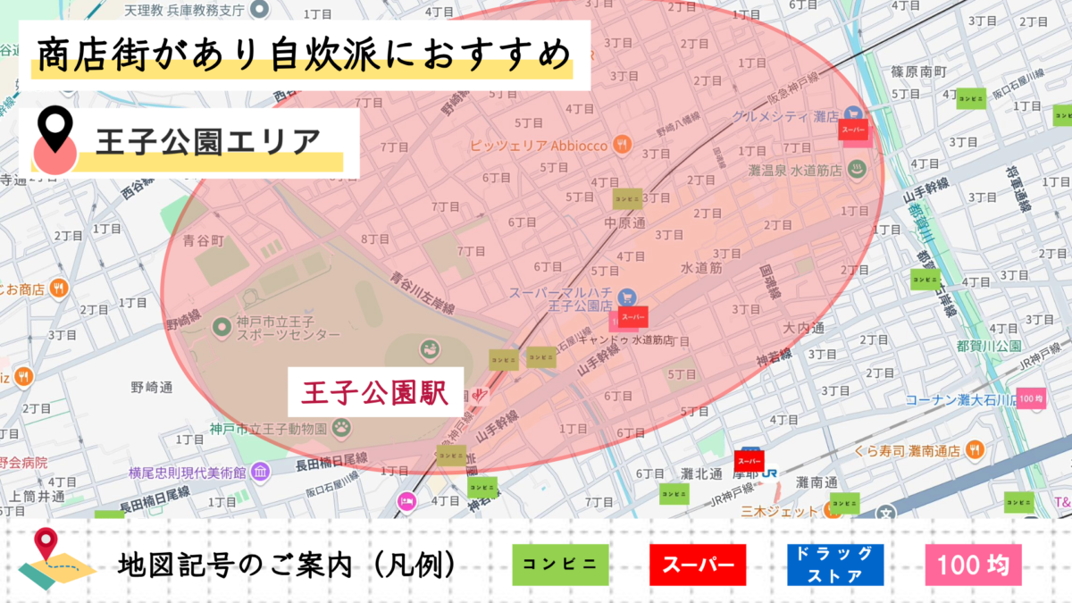 王子公園エリアの周辺環境