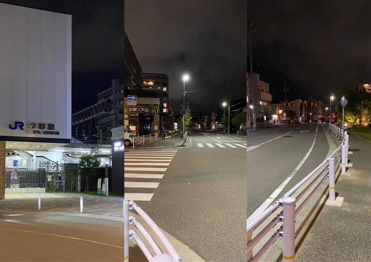 摩耶駅の夜の様子