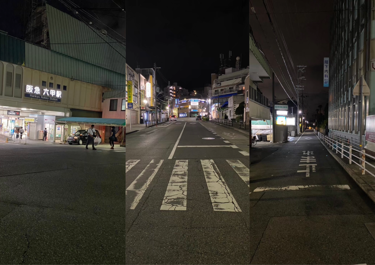 阪急六甲駅周辺の夜の写真