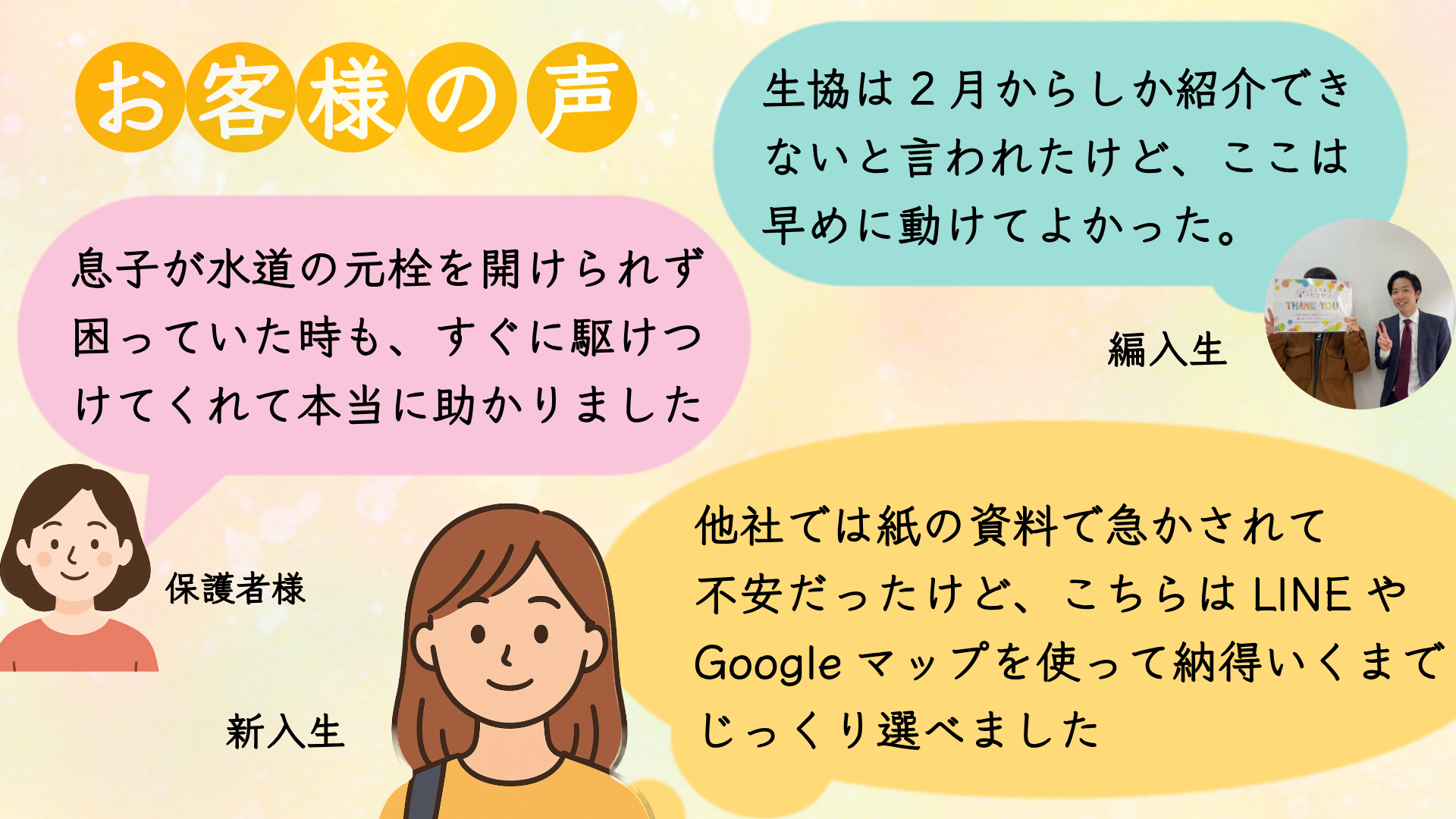 大学不動産ガクセンのお客様の声